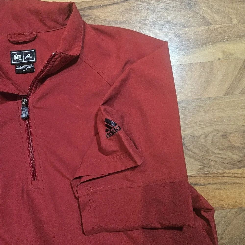 Adidas Climacool Performance Red Pullover Short Sleeve Large